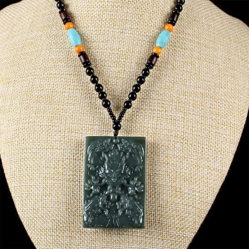 Hotan Green Playing with Pearls Jade Zodiac Pendant Men and Women