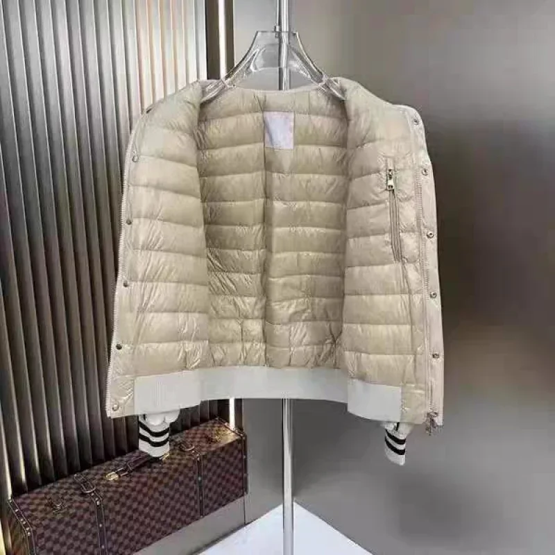 Moncl * r, chaqueta de invierno para hombre de plumas de ganso blanco, chaqueta acolchada ajustada con capucha cálida, abrigo térmico informal de alta calidad para hombre