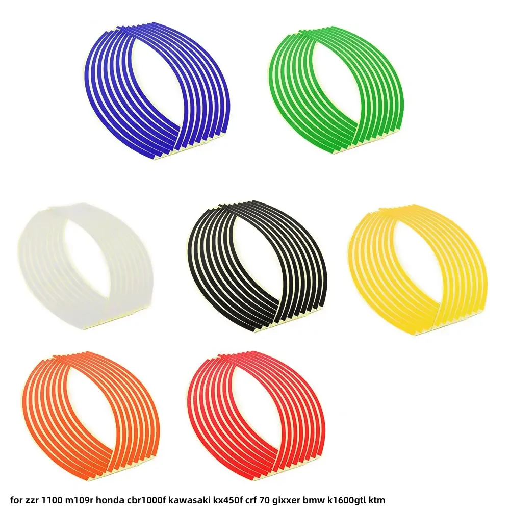 16 Strips Wheel Sticker Stripe Tape Bike Motorcycle 17 18 inch for zzr 1100 m109r honda cbr1000f kawasaki kx450f crf 70 gixxer