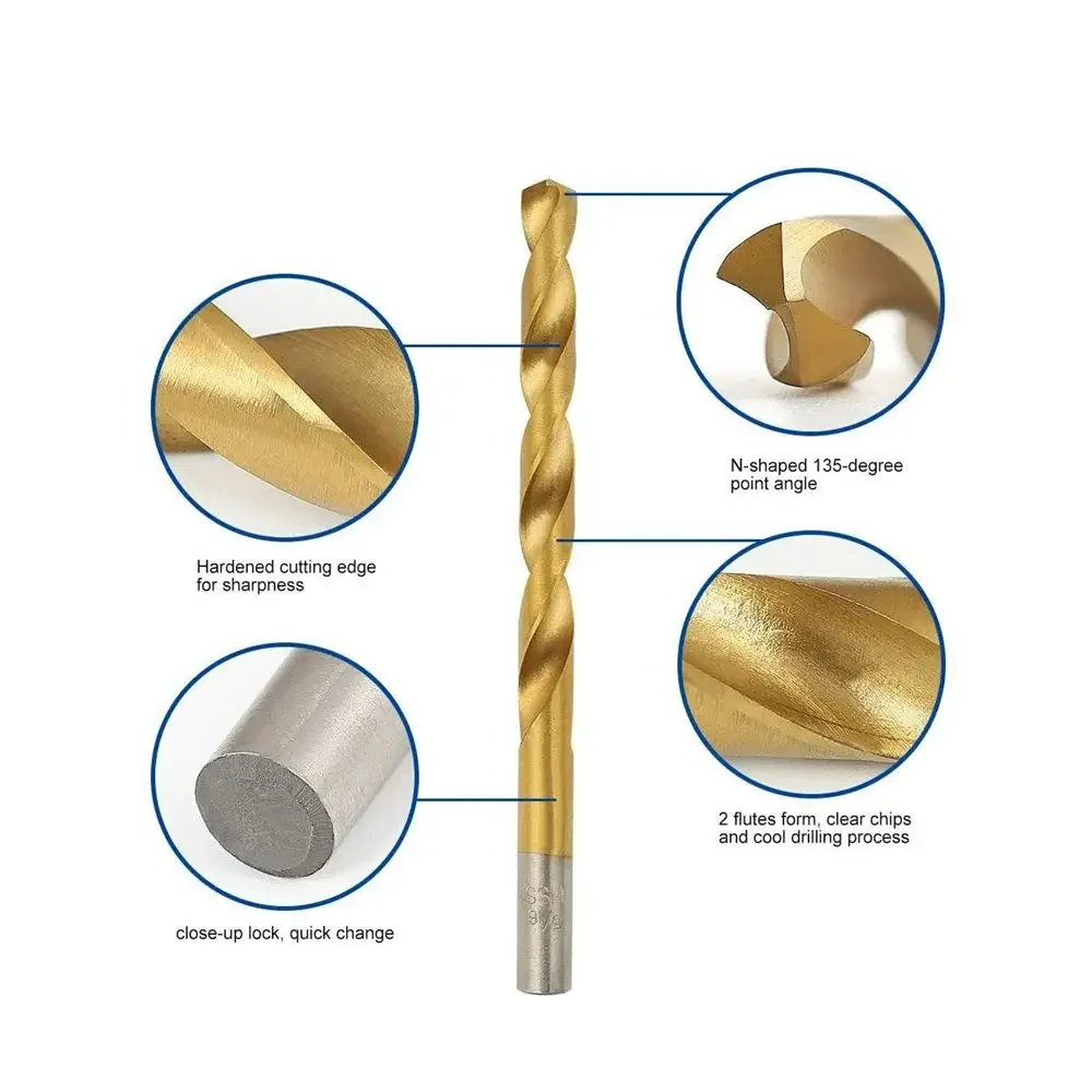 Juego de brocas de titanio, almacenamiento de herramientas para acero, madera, plástico, Metal, cobre, perforación, herramientas profesionales para carpintería, 99 Uds.