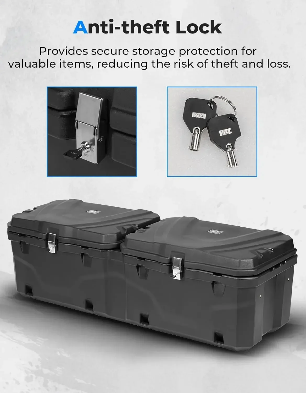 UTV 110L صندوق سرير البضائع الخلفي متوافق مع Polaris Ranger 1000 /XP 1000 /CREW XP 1000 2018-2024 29GAL صندوق تخزين الأدوات