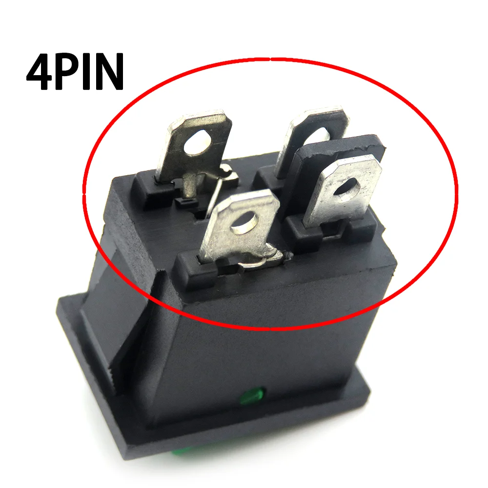 5PCS Switch ON-OFF KCD1 15*21mm 4PIN Ship Type Switch 6A 250V 10A 125V 15X21 Rocker Switch power Switch with light 15x21mm 4P