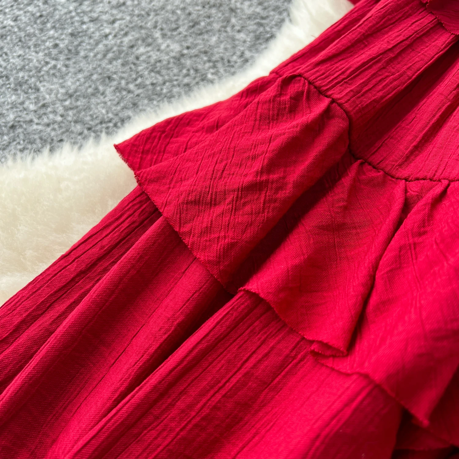 Chic vintage scollo a V a strati solido sottile Elegante fata moda coreana Boho vestito estivo abbigliamento donna Abito lungo