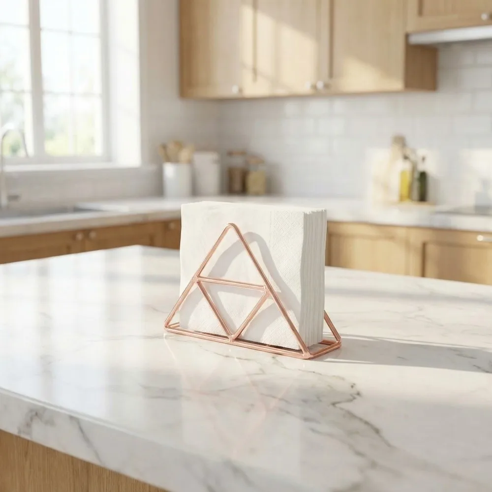 

Rose Gold/Gold Napkin Holder Decorative 5.3 × 16.8 × 11cm Iron Napkin Holder Metal Wrought Iron Thickened Vertical Napkin Holder