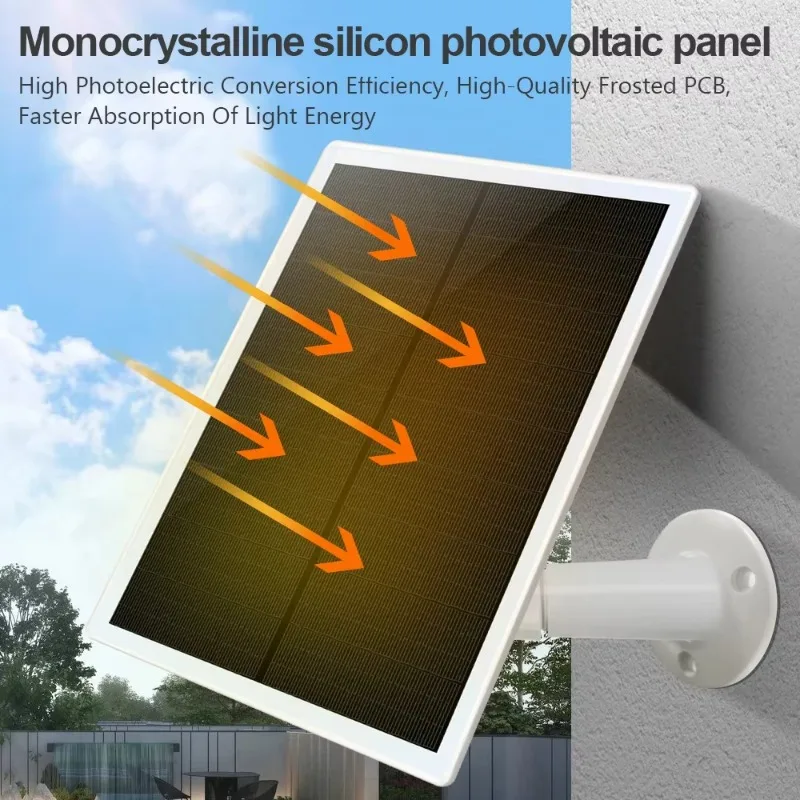 5V Solar Panel Charging Waterproof Portable Solar Panel 4w for Arlo Camera/Eufy Security Wireless Ring Doorbell Blink Video Cctv view 5