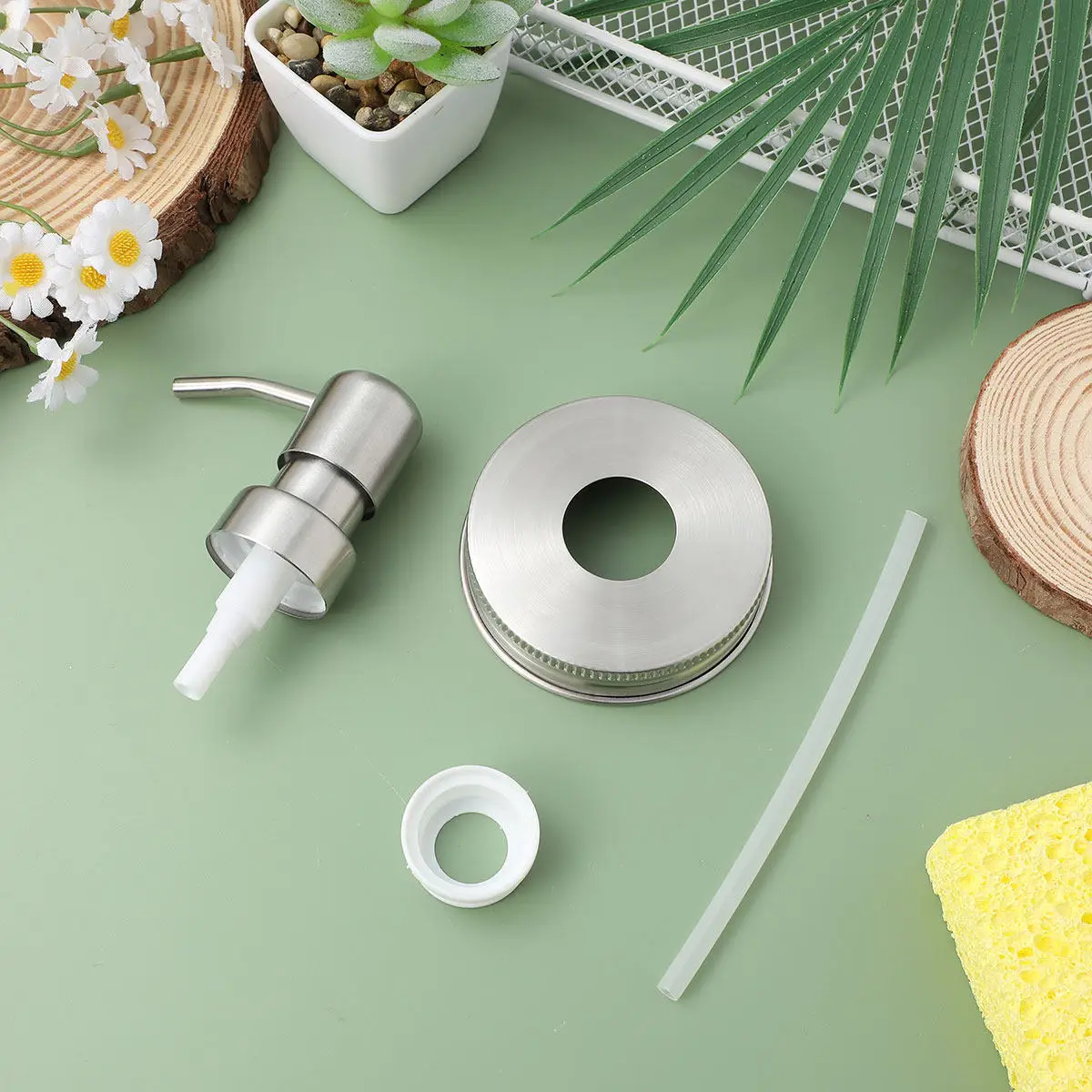 

3Pcs Vintage Brass Dispenser Pump Stainless Steel Durable Replacement Mason Jar Lotion Pump Dispenser for Kitchen Bathroom