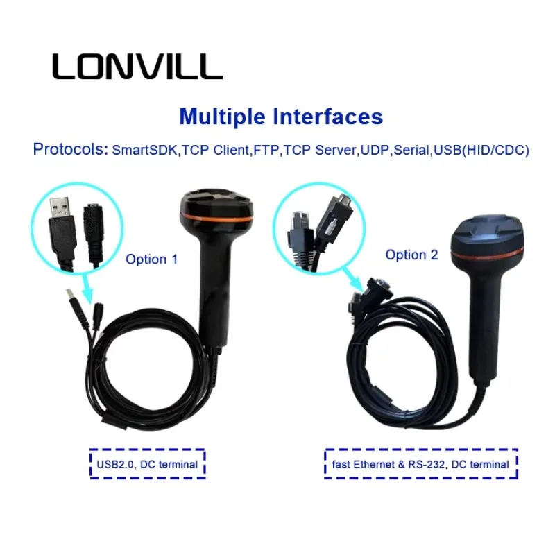 Pemindai Kode Batang Industri USB LONVILL Ethernet Wired Data Matrix Handheld