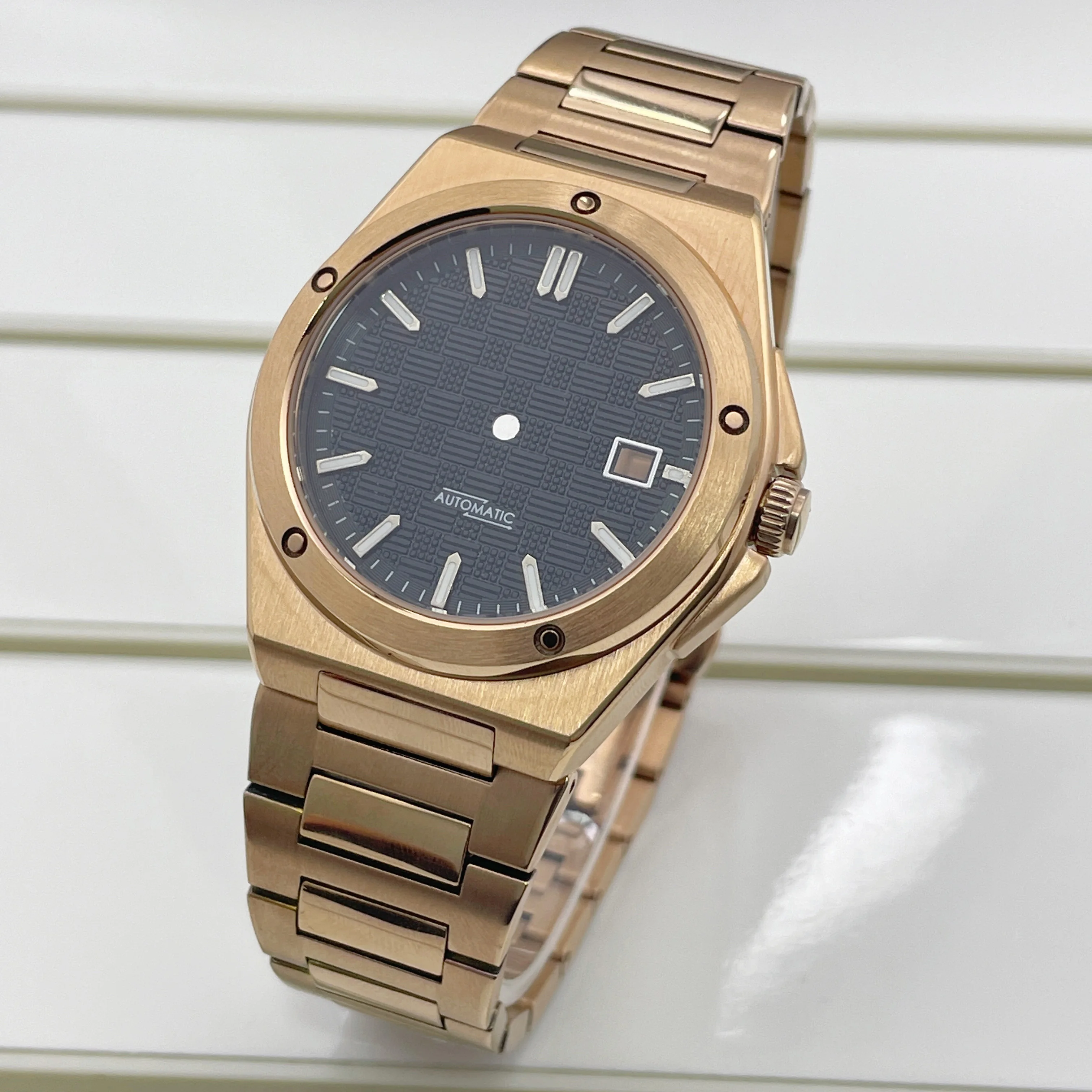 38.5mm rose gold stainless steel case and strap, compatible with 8215 and 1612 movements, repair and replacement of watch compon