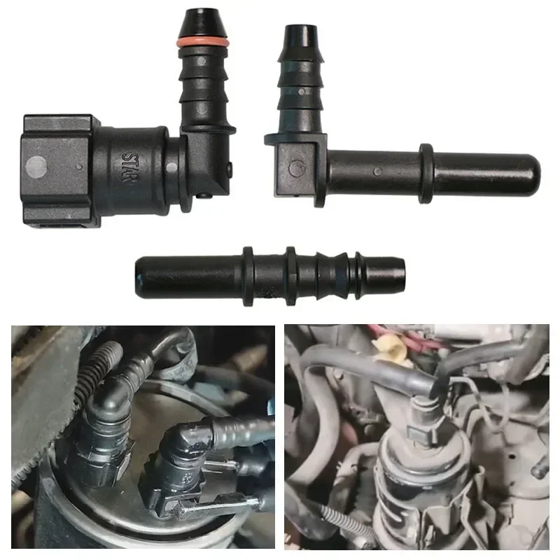 7.89mm ID8 Car Fuel Line Hose Connector Quick Release Connector Set Elbow To Make Both Line-to-line Or Line-to-equipment Connect