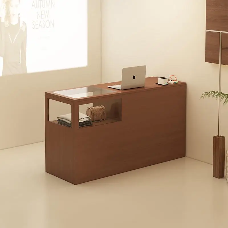 Nordic Clothing Store Checkout Counter Fashion Design Glass Display Counter Reception Desk Office Furniture Podium Stand FYRD