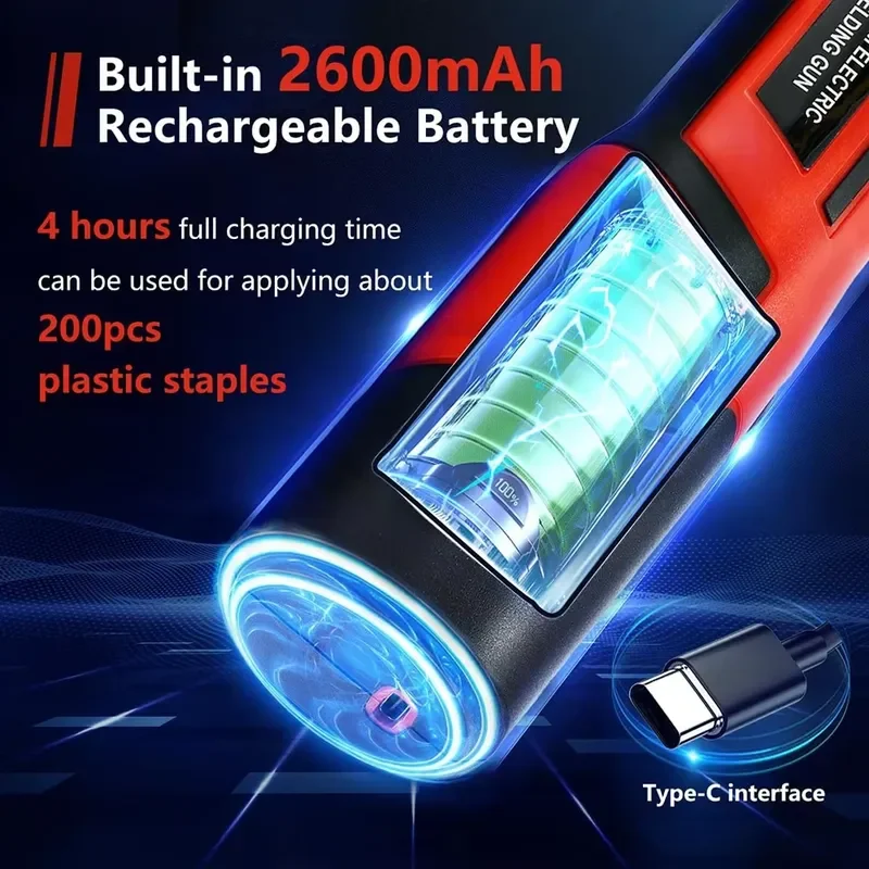 USB Rechargeable Plastic Welder Upgrade Handle Cordless 400PCS Hot Staple LED Plastic Welding Car Bumper Repair Kit