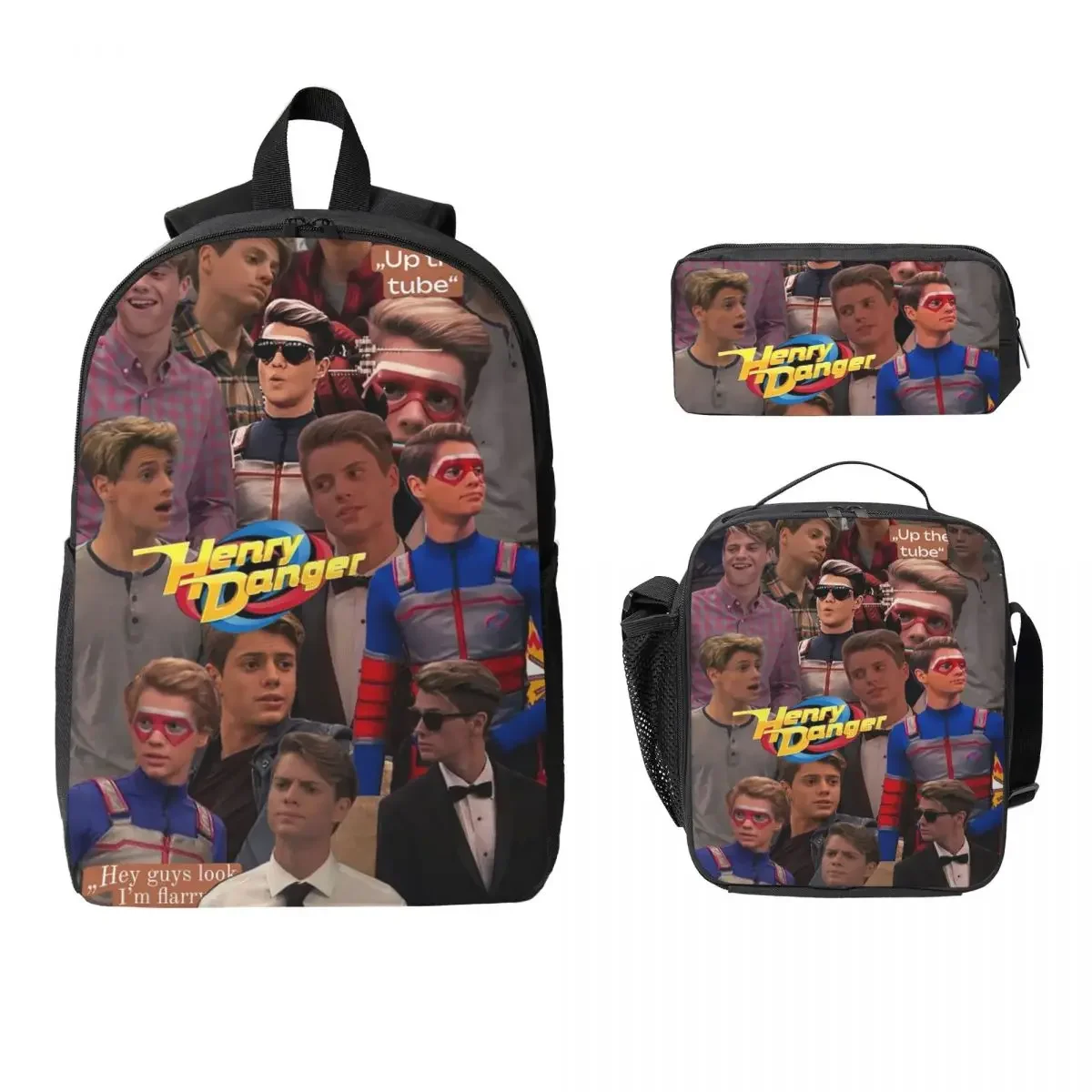 Henry Danger Backpack Student Boys Girls BookBag School Bag Computer Shoulder Bags 3ps Insulated Lunch Bag Pencil Case