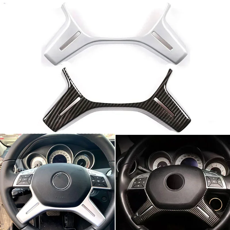 Car Steering Wheel Chrome Carbon fiber Upper Cover Lower Trim Fit For Mercedes Benz C E M ML GL GLS G Class W204 W212 W166 W463