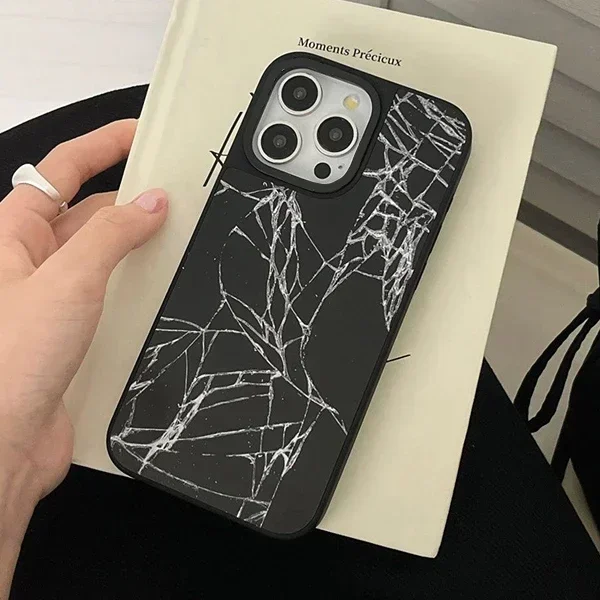 Creative Broken Mirror Pattern iPhone 11 12 13 14 15 16 Pro Max Protective Case