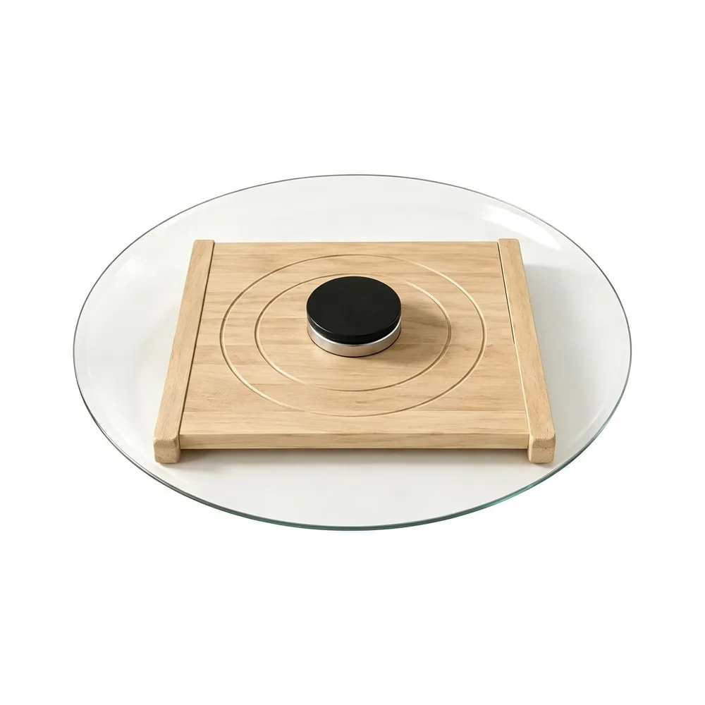 Glass Hamster Running Wheel Long-Lasting Silent Hamster Exercise Wheel with Wood Base Stable Small Animal Health Runner
