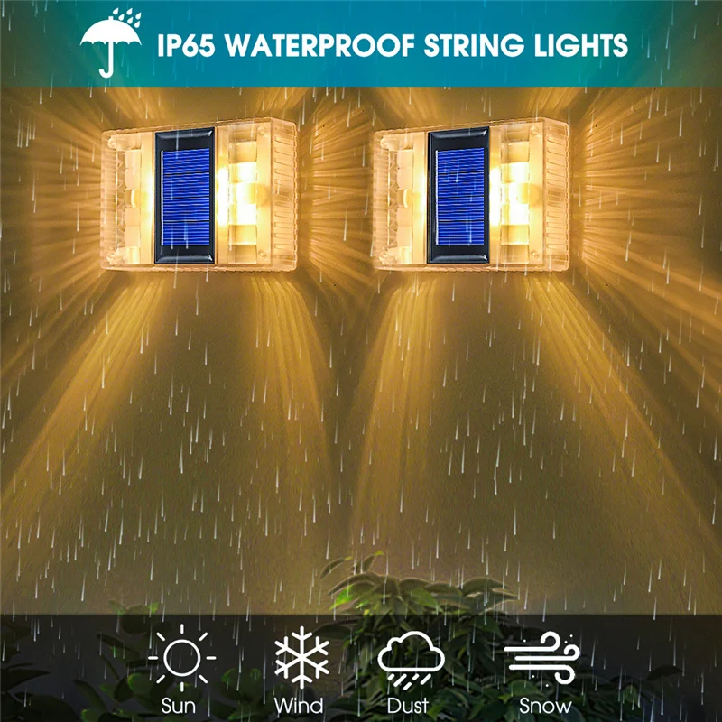 Outdoor IP65 Waterproof Solar Powerd Transparent LED ABS Wall Light Home Courtyard Garden Corridor Decorative Lights