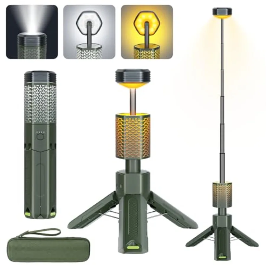 

Telescopic Camping Lights, Rechargeable 10500mAh Waterproof LED Lantern with Magnetic Base Storage Bag, Portable Outdoor Tent L