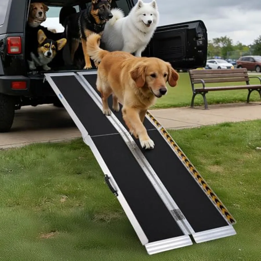 

Portable Aluminum Dog Ramp for Large Dogs with Non-Slip Surface Outdoor Car Truck SUV Ramp Up to 600LBS 72 x 29