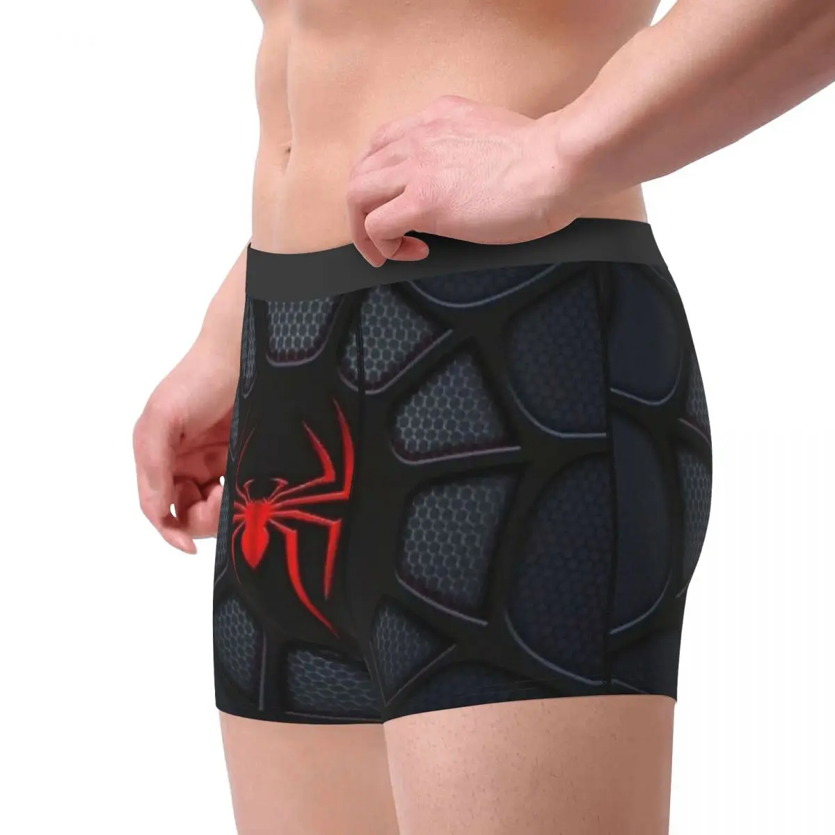 Ropa interior de tela de araña personalizada para hombre, Bóxer rojo personalizado, calzoncillos cortos, bragas transpirables