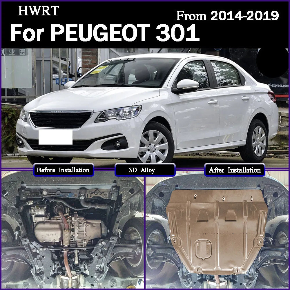 Plastic steel Under Engine Guard Protection Device Engine Bonnets Engine Shield Car Accessories For PEUGEOT 301 2014-2019 1.6L