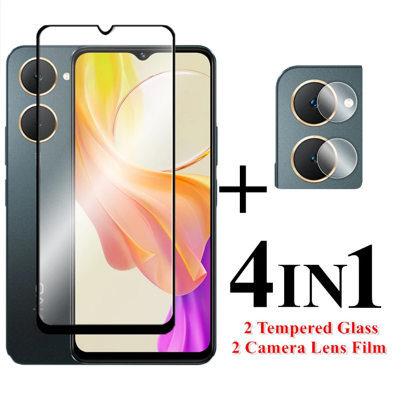 

For Vivo Y18 Screen Protector 6.56 inch Full Cover Glass For Vivo Y18e 18 Tempered Glass For Vivo Y18e Y18 Camera Lens Film