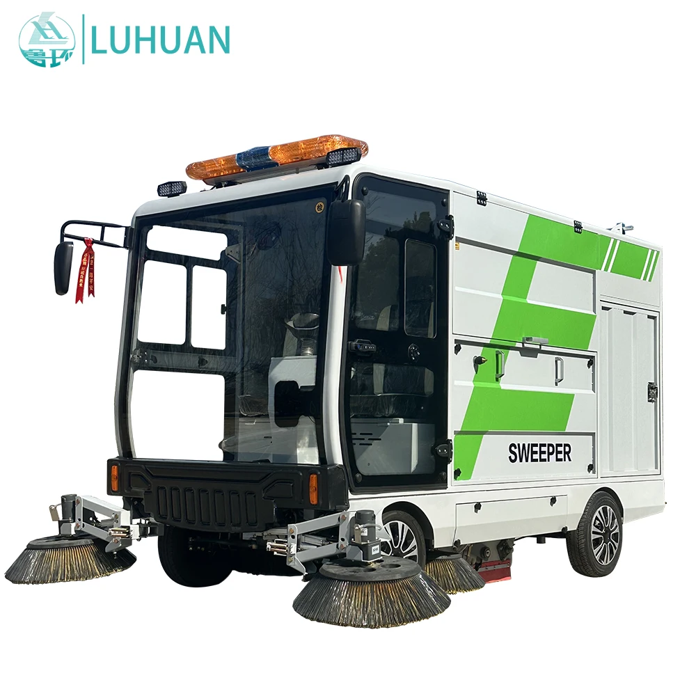 Full Closed Electric Ride on Road Floor Sweeper Four Wheel Car Cleaning Machine Roller Brush High Efficiency Sweeper