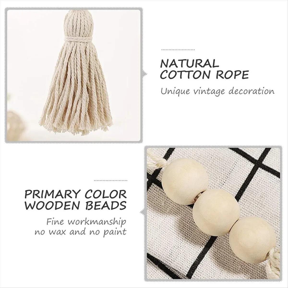 REST Wood Bead Garlands,Farmhouse Beads Tassels, Rustic Country Decor Prayer Beads for Home Door Knob Decor(4Pcs)