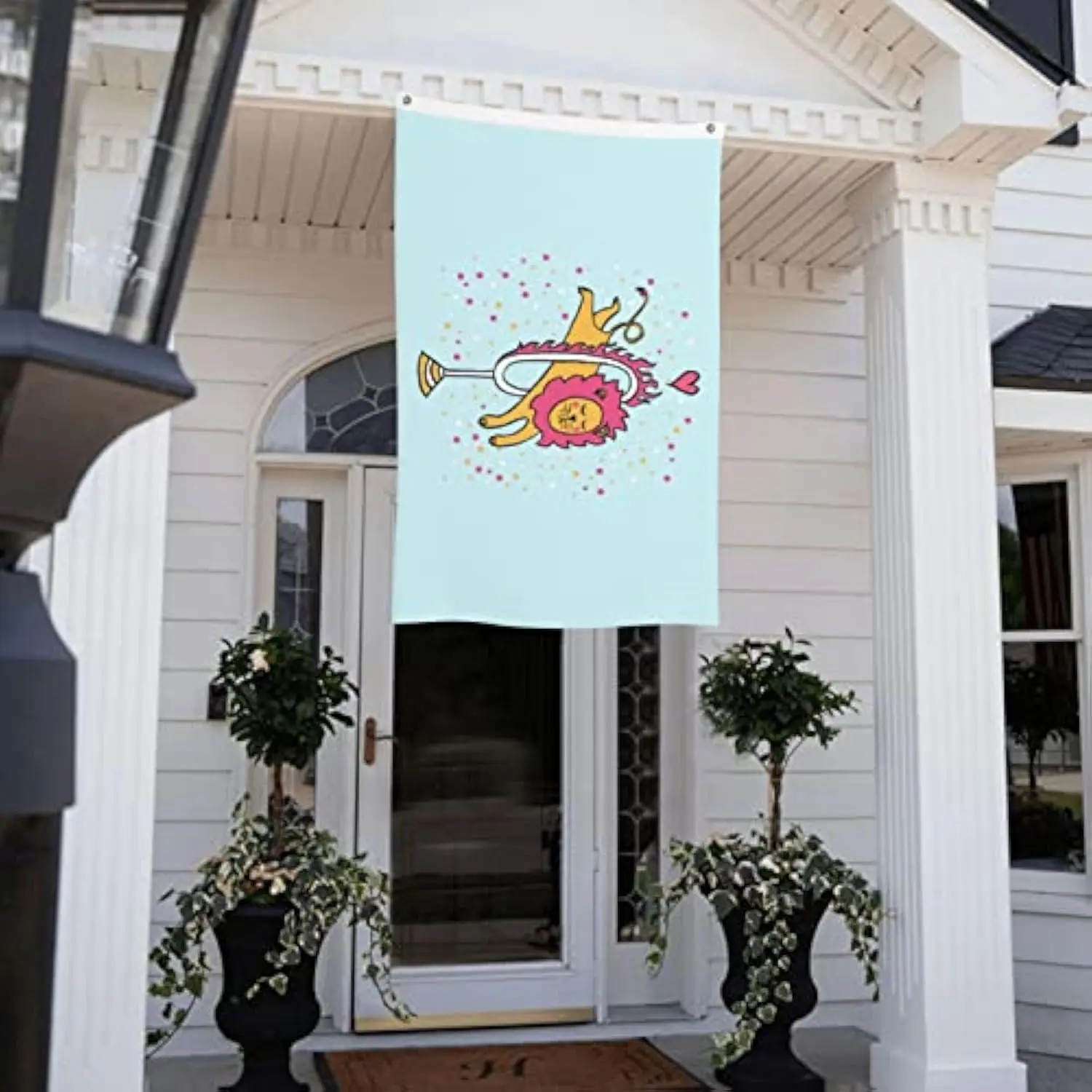 Cute Circus Lion Jumping Through Fire Ring Flag 3x5FT 4x6FT Outdoor Decorative Polyester Banner