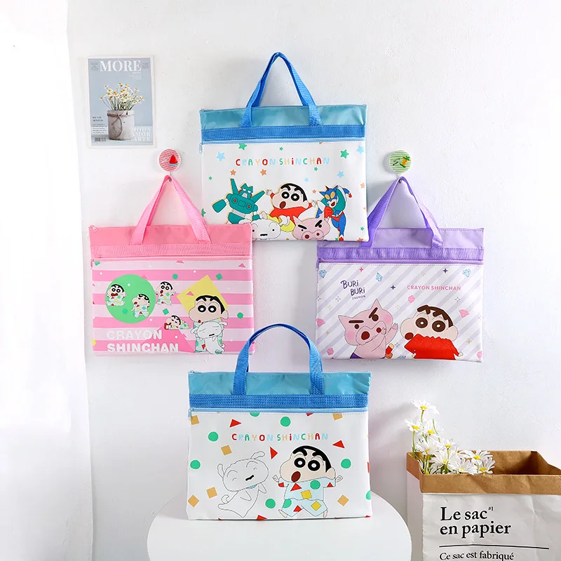 

Crayon Shin-chan Tote Bag PU Double-layered Document Bag Large-capacity Student Material Learning Packages Children Holiday Gift