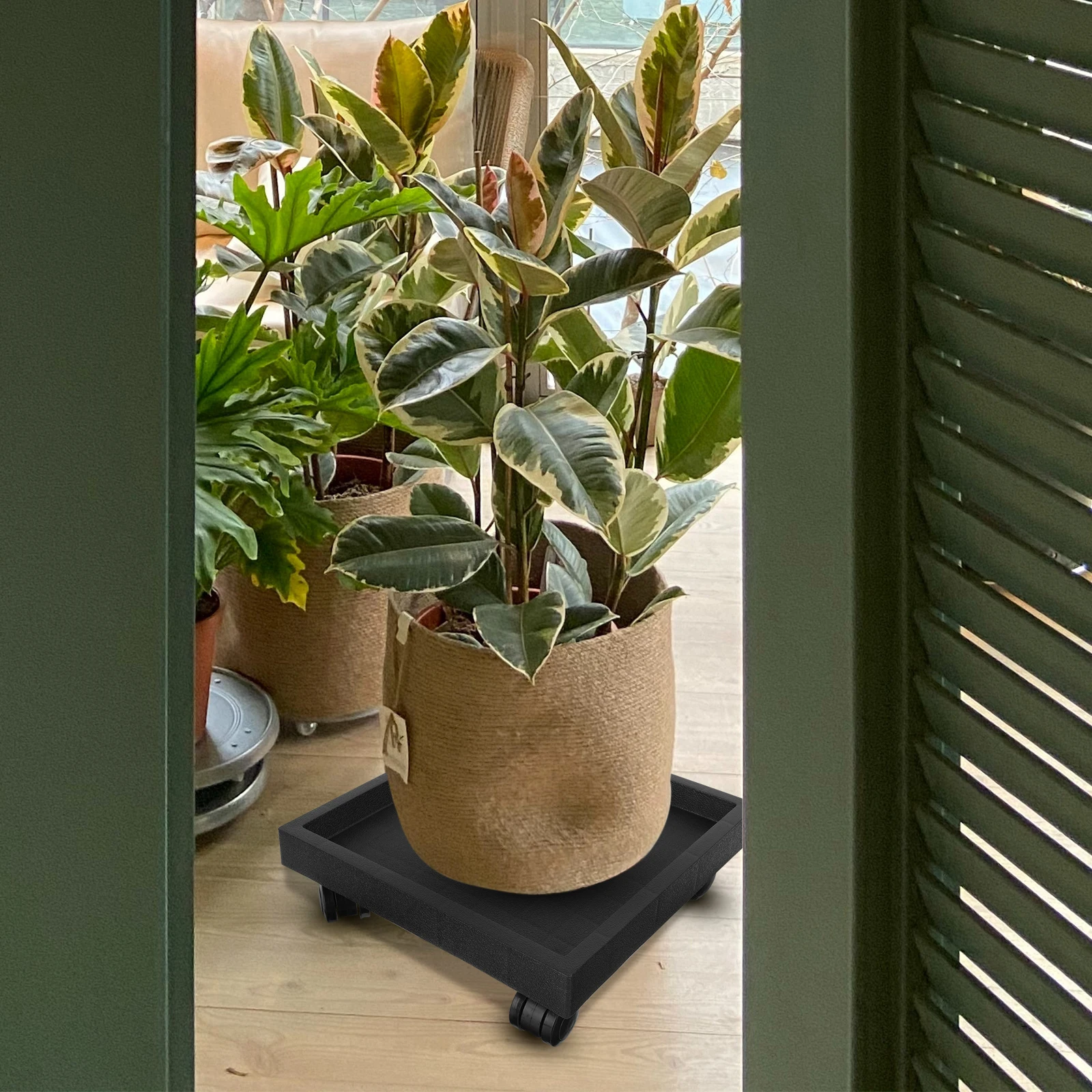 

1Pc Movable Square Flowerpot Tray Plant Pot Base Tray With Wheels Perfect For Indoor Outdoor Use