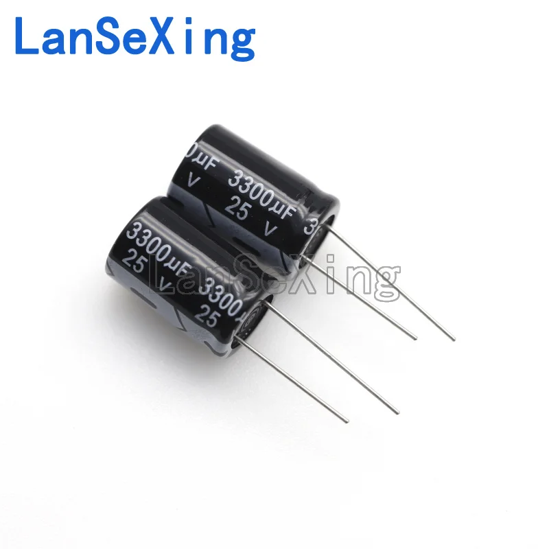 Capacitor eletrolítico Inline alumínio, 25V, 3300UF, volume 16x25mm