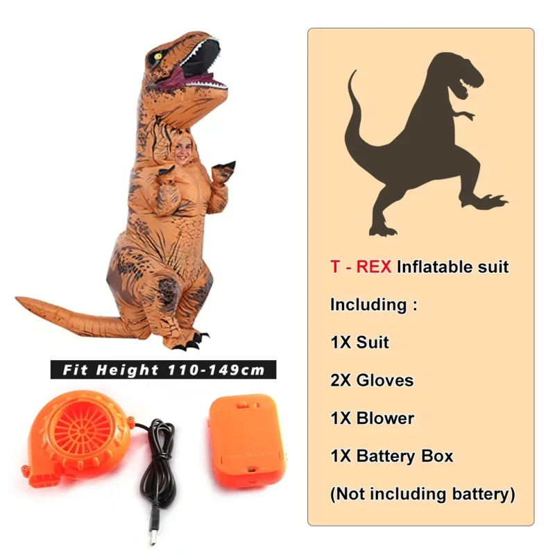 T-rex gonfiabile uit Tyrannosaurus Costume da dinosauro bambino bambini adulto gioco di ruolo Fancy Halloween Mascot Party Apparel