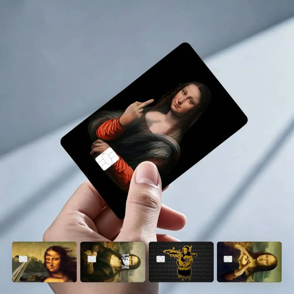 Mona Lisa's smile Art 4Pcs!Fade-Resistant, Wear-Resistant, Scratch-Resistant  Bank Card Sticker (Debit Card)
