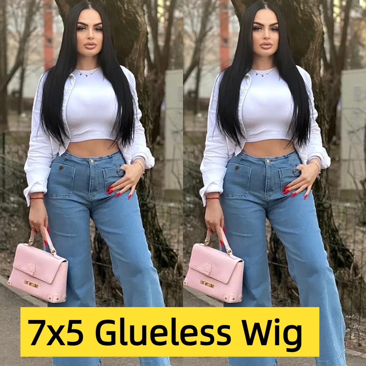 شعر مستعار بشري برازيلي للنساء ، ملابس مستقيمة ، منتوف مسبقًا ، منتوف مسبقًا ، 7 × 5 ، عقدة مبيضة مسبقًا ، 20 بوصة