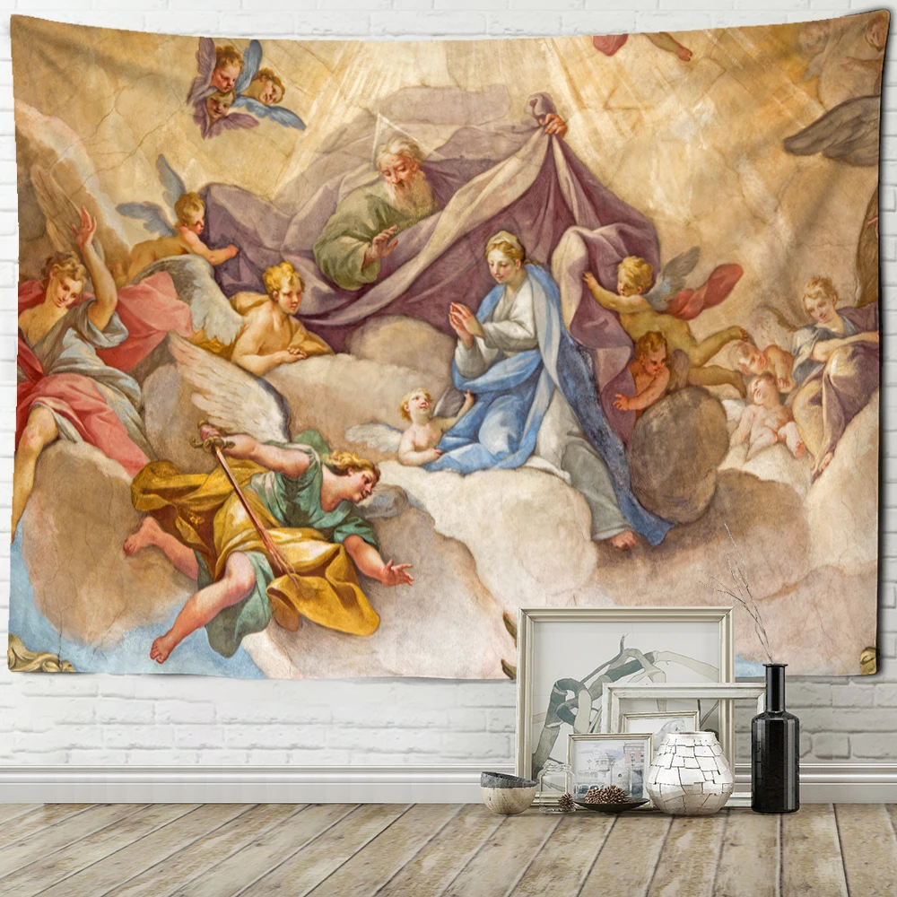 Vintage Angel Tapestry Wall Hanging Boho Tapiz Christian Psychedelic Witchcraft Mystery Classic Art Bedroom Home Decor