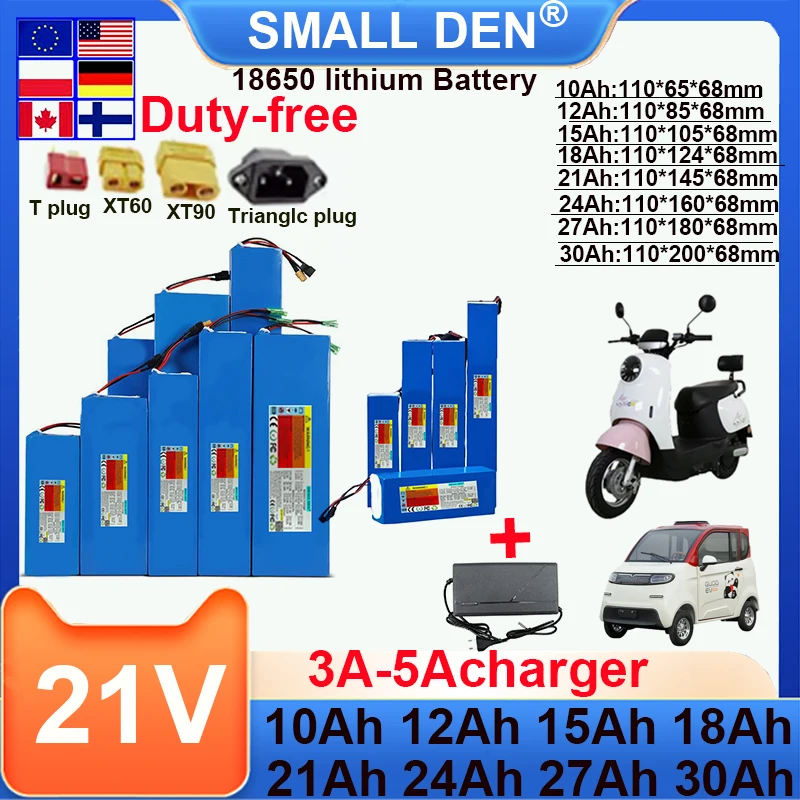 

21V 10Ah 12Ah 15Ah 18Ah 21Ah 24Ah 27Ah 30Ah18650 Lithium battery pack High power With BMS For E-motorcycle scooter