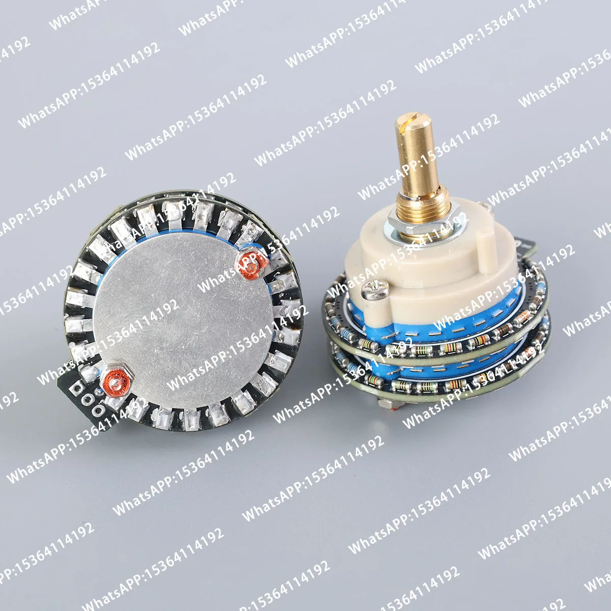 High Precision 24-Step 50K Stepped Dual-Channel Rotary Potentiometer with Round Knob for Volume Control