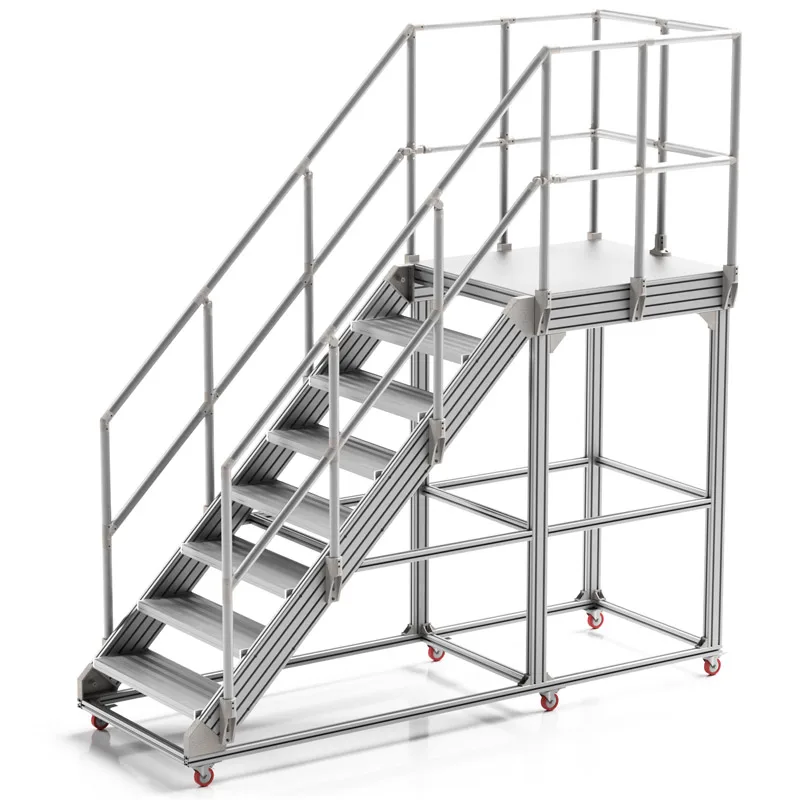 For Langle Working Platform and Stairs industrial automation aluminum profile stairway ladder transfer maintenance platform