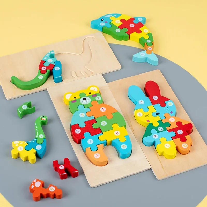 

3D Stereo Puzzle Animal Traffic Shapes Montessori Wooden Toddler Puzzles for Kids Early Childhood Development Toys