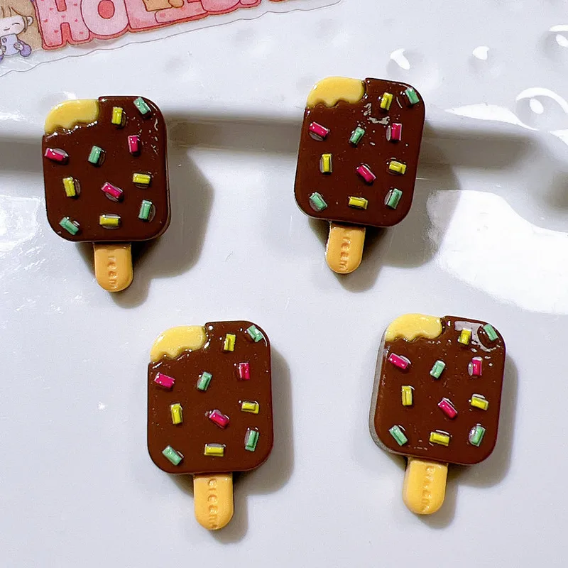 10Pcs Kawaii Cartoon Popsicle Resin DIY Shoes Hat Icebox Barrette Mobile Phone Case Scrapbook Cream Glue Flat Back Resin