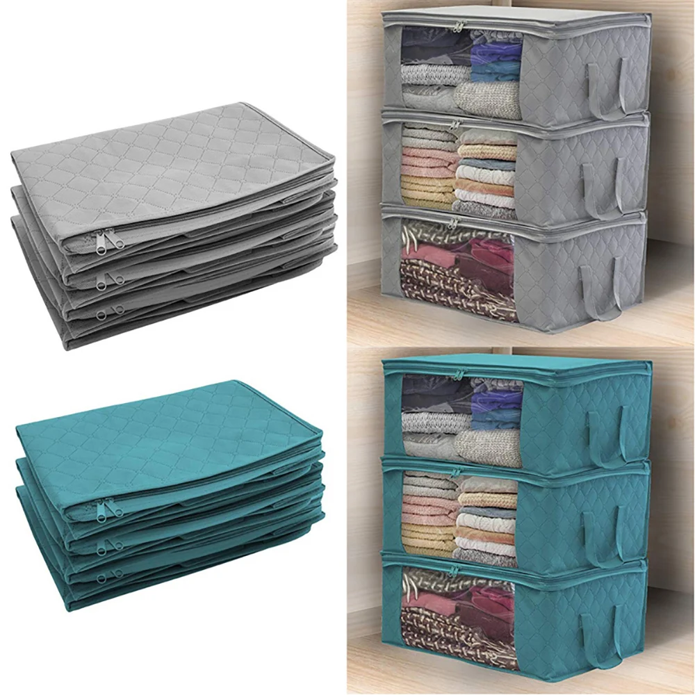 Large Storage Bag Capacity Non-Woven Clothes Quilt Dust-Proof Sweater Blanket Organizer Box Foldable Sorting Pouche Home Storage