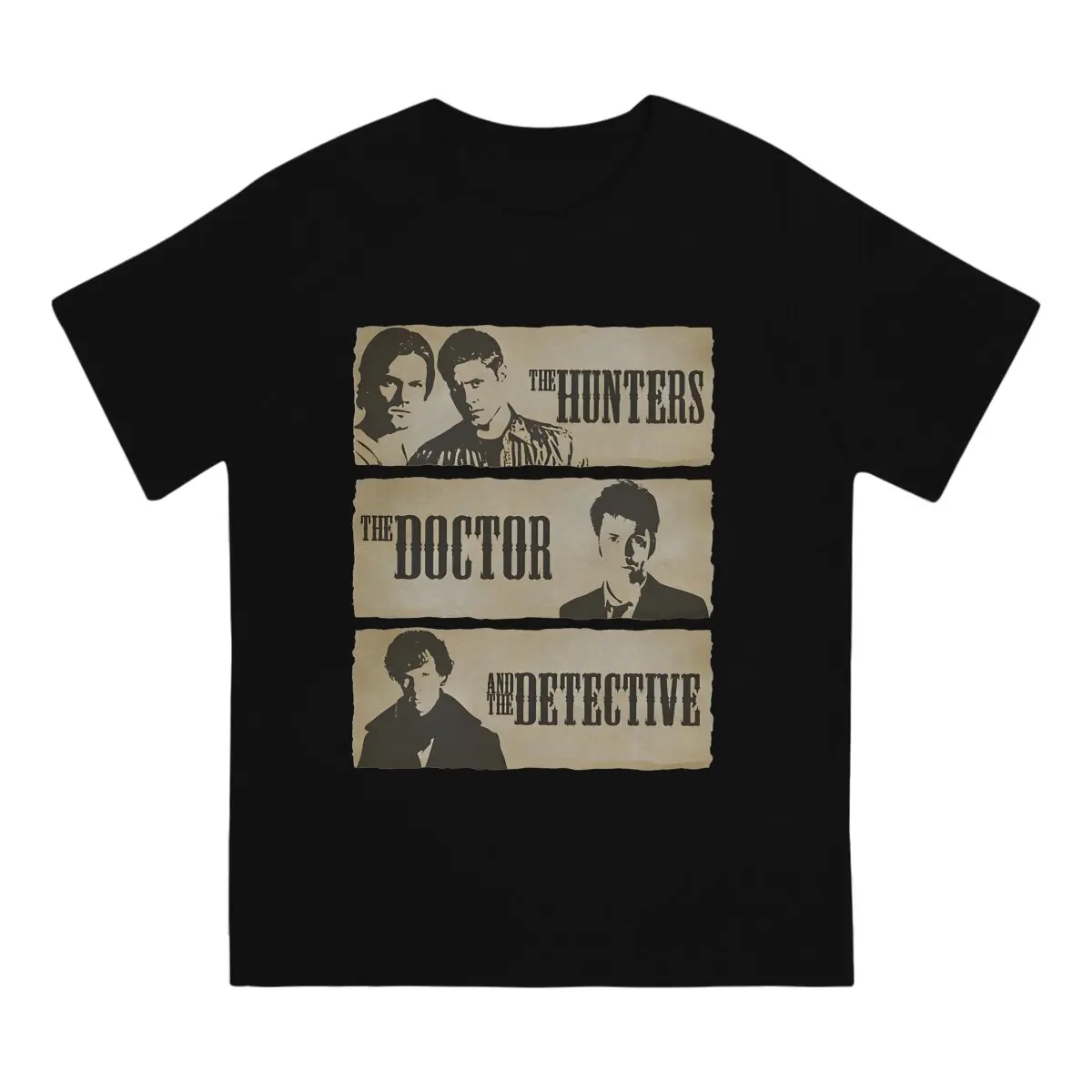 The Hunters The Doctor The Detective Man's TShirt Supernatural O Neck Short Sleeve 100% Cotton T Shirt Humor Top Quality Gift