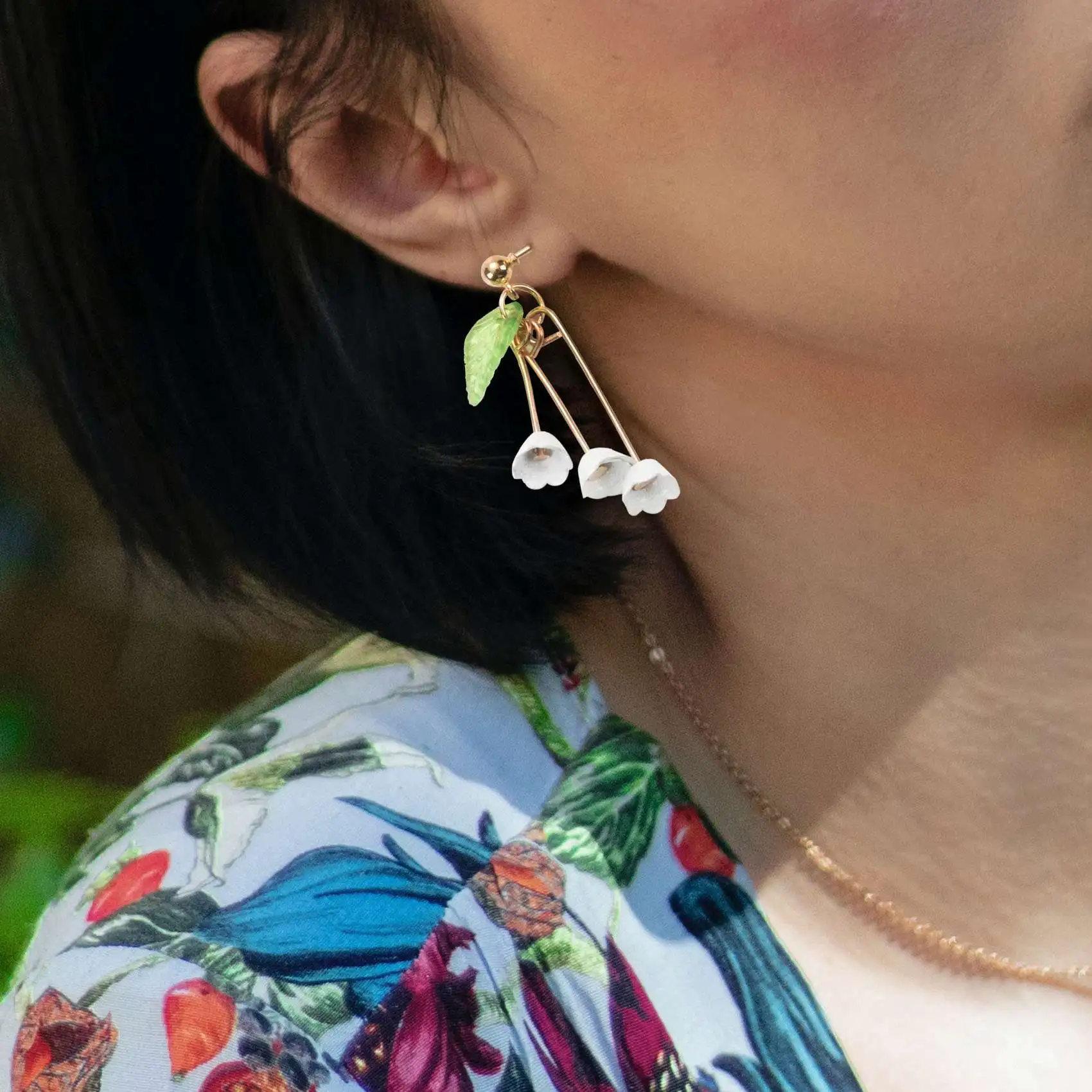 Beautiful lily of the valley flower dangle drop earrings wholesale