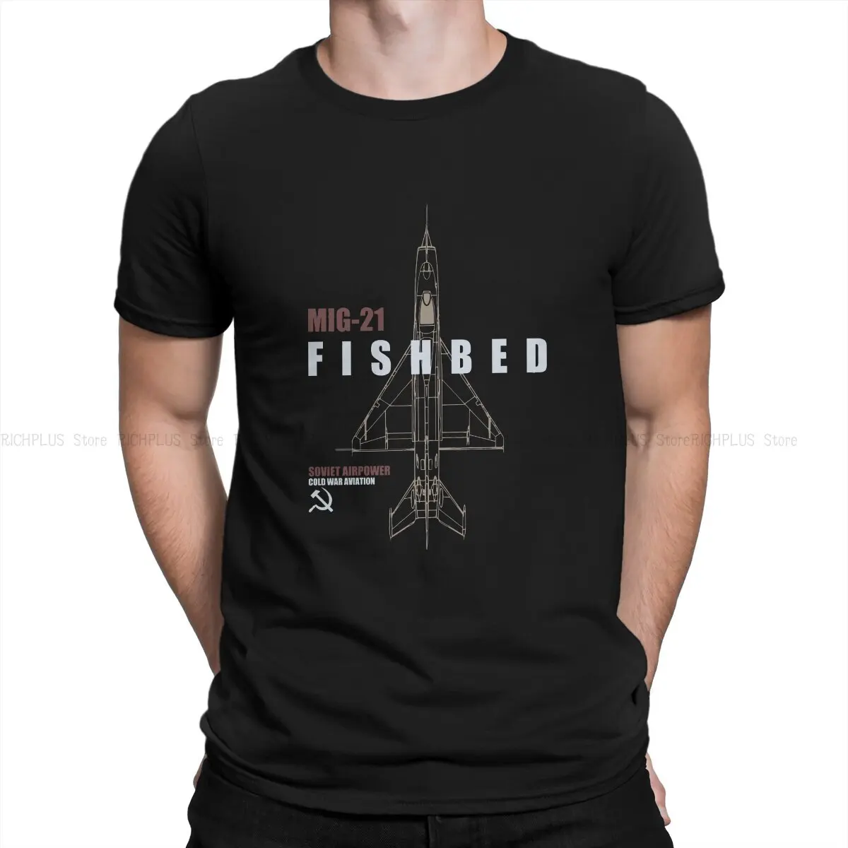 Mig-21 Fishbed Men TShirt Russian USSR CCCP Crewneck Short Sleeve Polyester T Shirt Humor Gift Idea