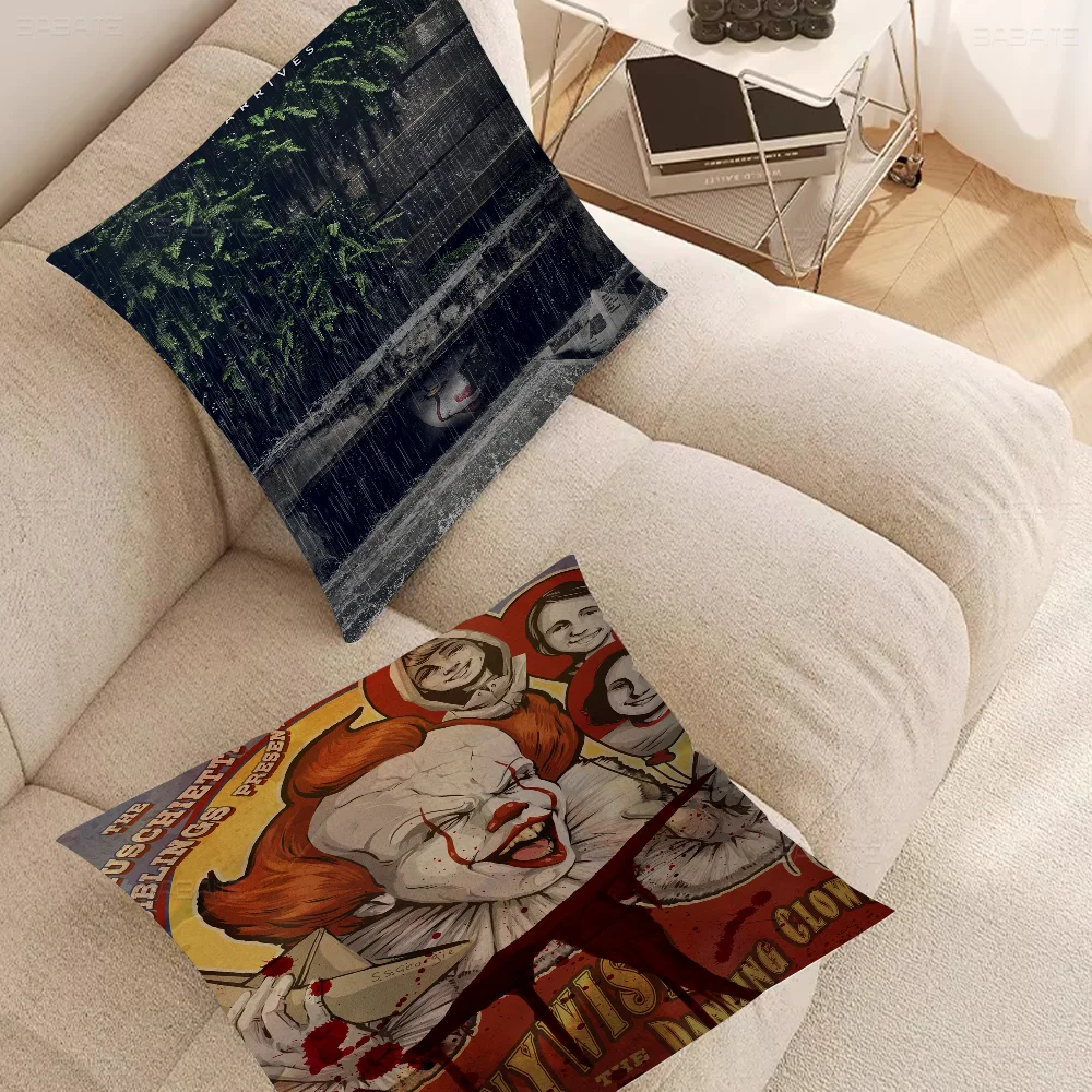 Horror Film I-It P-Pennywise Clown Pillowcase Toon Gift Cushion Cover Bedroom Home Sofa Chair Seat Decor Pillow Case