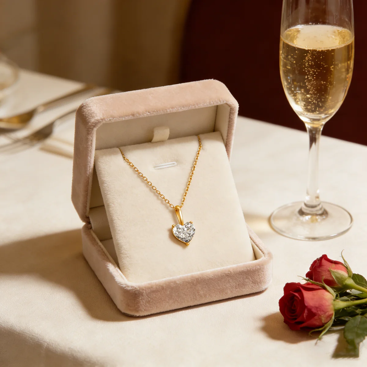 

SDOOU Romantic 1ct-3ct Moissanite Heart Pendant 14k Gold Necklace Certificate Passed Diamond Test Jewelry Women Valentines Gift