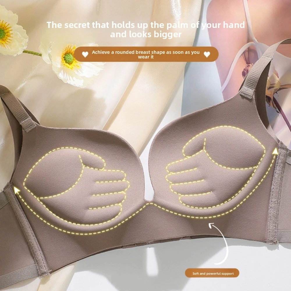 Мягкий сладкий беспроводной бюстгальтер с пряжкой спереди и глубоким V-образным вырезом, противоударный антипровисающий бюстгальтер для женщин, нижнее белье, однотонный бесшовный бюстгальтер, подарки