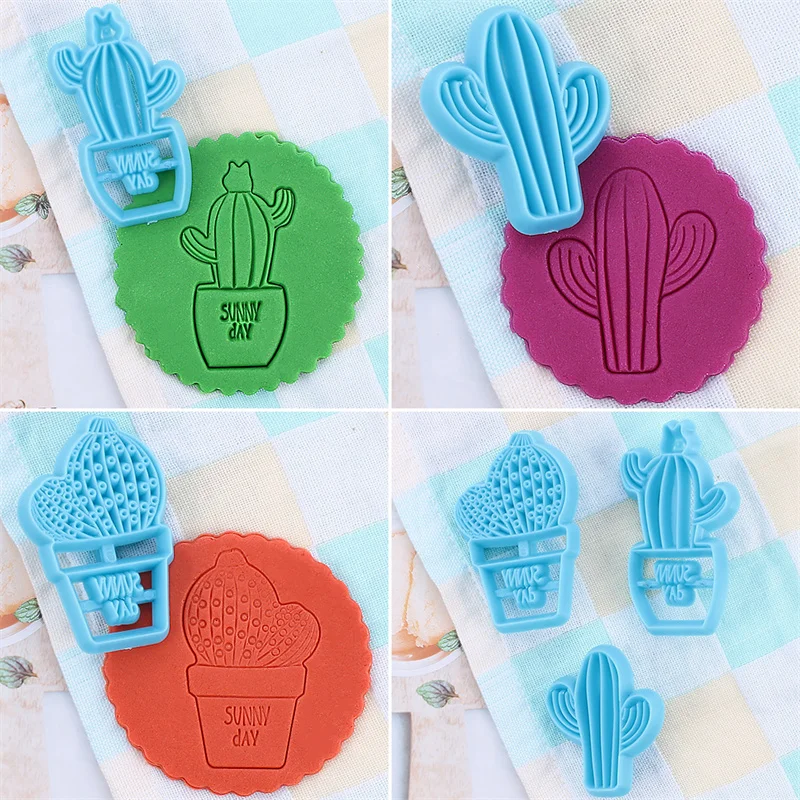 3Pcs Cactus Shape Cake Cookie Cutter Molds Embossing Chocolate DIY Fondant Mold Cake Decorating Tools Sugar Craft Biscuit Cutter