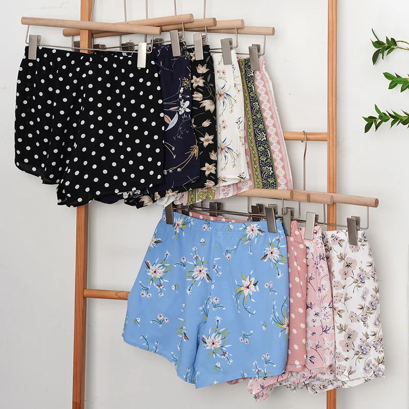 Women's Floral Chiffon Summer Shorts Casual Loose Polka Dot Korean Fashion Harajuku Beach Girls Printing Safety Shorts，M30240