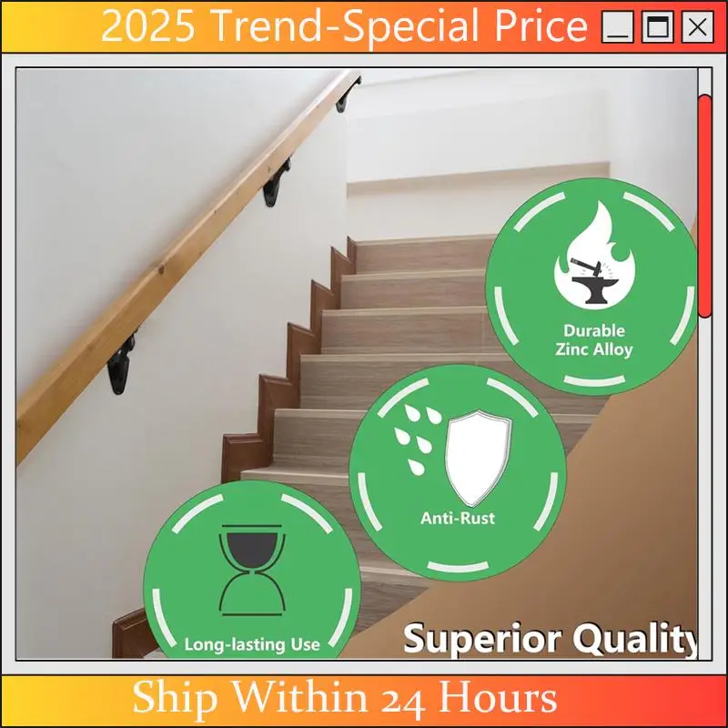 

A61Z Deals Hand Rail Brackets For Stairs- 6 Pcs Handrail Brackets For Indoor Stairs Or Outdoor Stairs Support,Hand Railing Brack